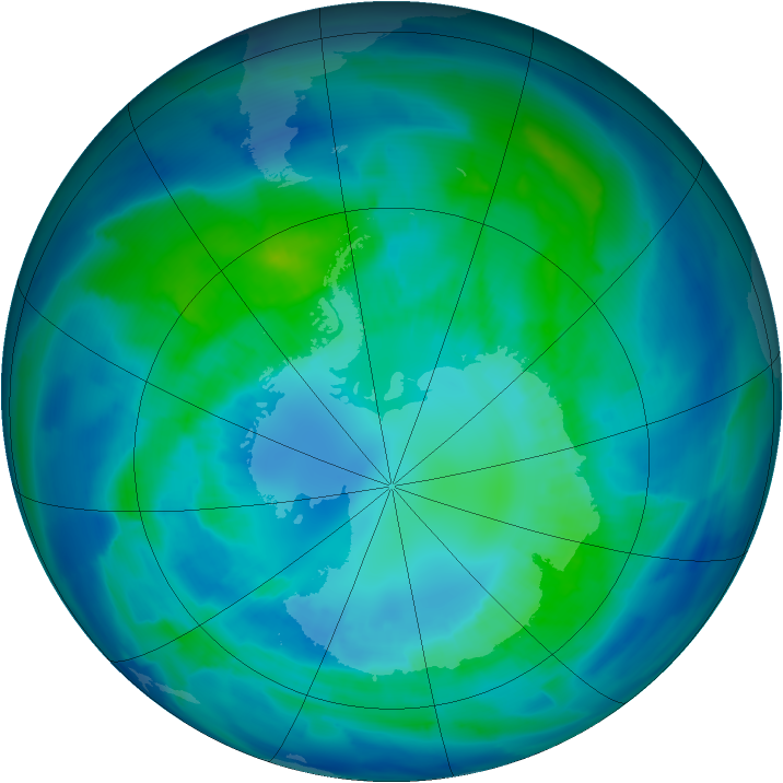 Antarctic ozone map for 11 April 2012